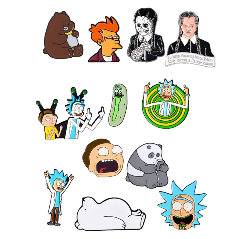 

Animated Series ! Hot Cartoon figures Collection Bear Futurama Philip J. Fry Addams Enamel Brooch Pin