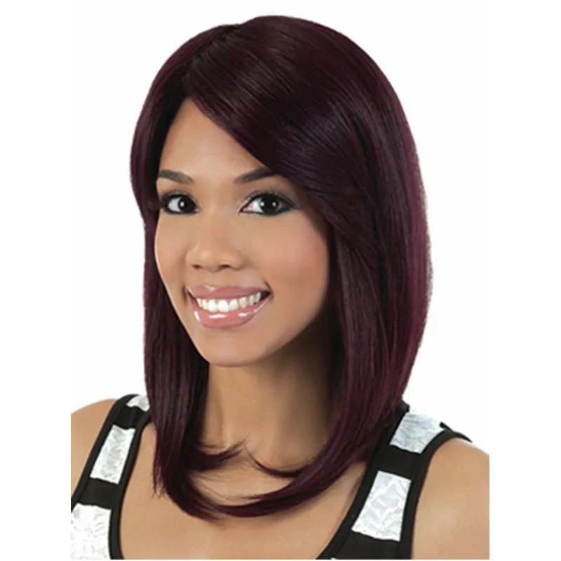 

Fashion Long Hairstyle Heat Resistant Fiber Dark Purple Color Synthetic Hair Wigs