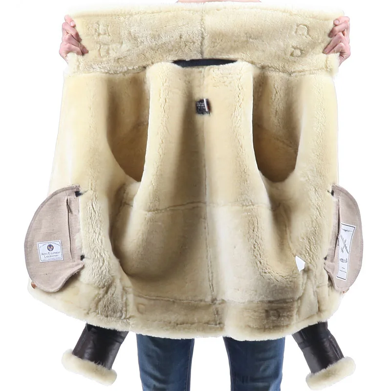 Мужская зимняя куртка-бомбер, верхняя одежда, мужская шуба, Куртки из натуральной кожи, пальто из овчины, верхняя одежда, короткий дизайн, настоящий 01
