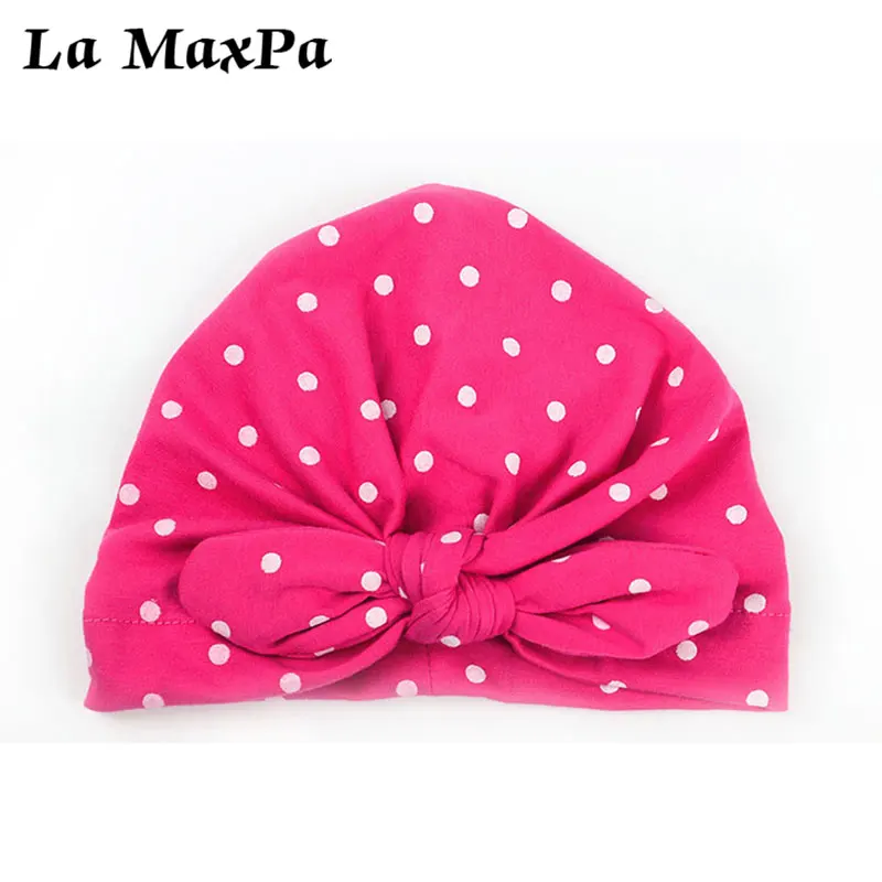 

2018 Sweet Dot Baby Girl Hat with Bow Baby Cap Cotton Candy Color Baby Turban Cap for Girls Elastic Infant Accessories 1 PC