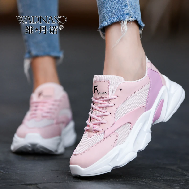 

WADNASO Women Patchwork Fashion Sneakers Breathable Casual Shoes Woman Low Top Sport Trainers Female Platform Shoes XZ107