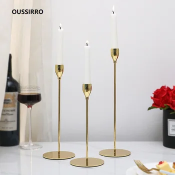 

OUSSIRRO Europe Style Metal Candle Holders Simple Gold Wedding Decoration Bar Party Living Room Decor Home Decor Candlestick