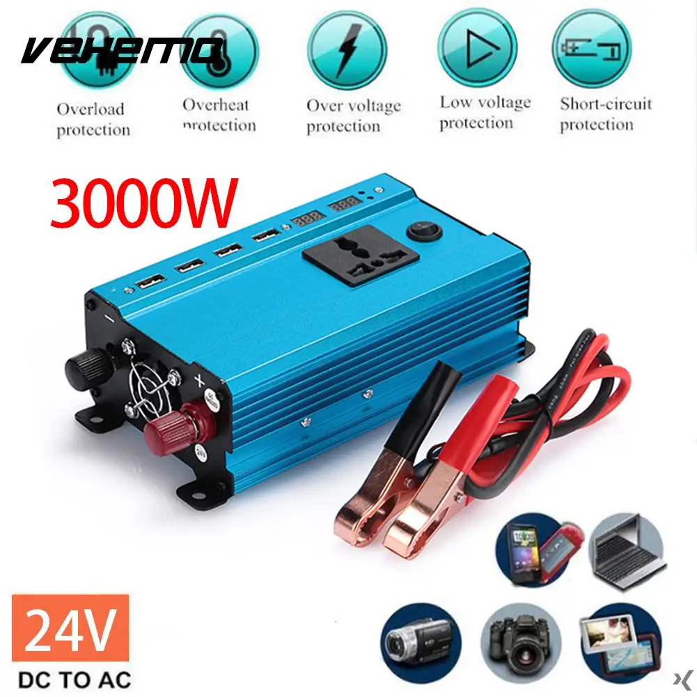 

Car Converter 3000W Peak DC 12V to AC 220V Power Inverter Charger Converter Transformer Vehicle Pure Sine Wave Auto Adapter