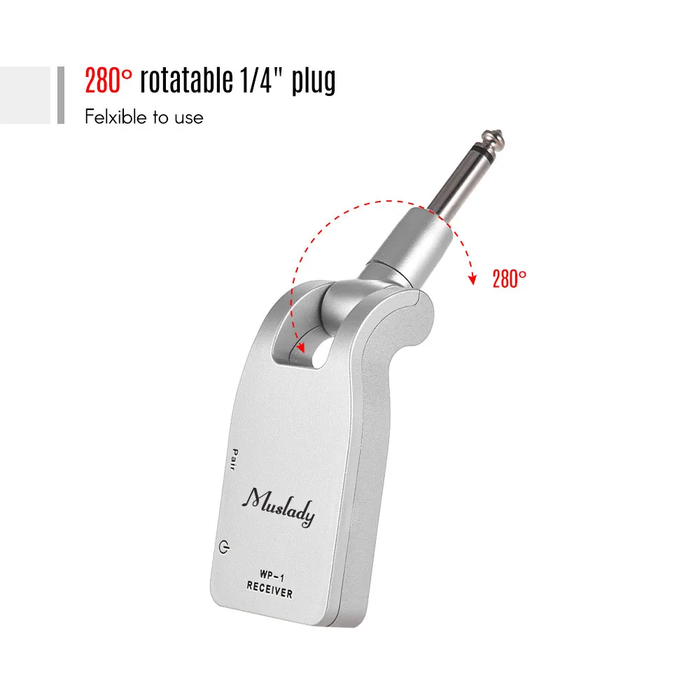 Muslady 2,4G Беспроводная гитарная система передатчик и приемник встроенный литиевый аккумулятор 30 м Диапазон передачи для бас-гитары