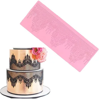 

Castle Silicone Cake Lace Mat Silicone Lace Mold Fondant Cake Decorating Tools Border Decoration Lace Mold Stencil Baking LFM-28