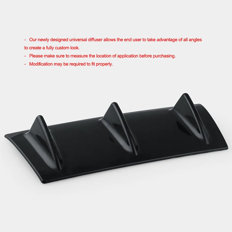 Caliente 36,5*15,2/58,4*15,2 cm Estilo Universal parachoques trasero difusor de labios 3-7 brillo de aleta negro ABS coche difusor aleta estilo tiburón