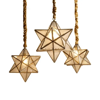 

Amrican style chandelier Plated gold all copper droplights frosted glass lampshad bedroom foyer pendant lamp E27 bulb lighting