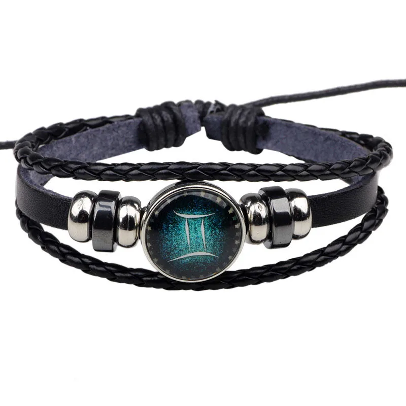 NIUYITID Constellation Bracelets For Women Men Fashion Handmade Braided Adjustable Leather Bracelets Jewelry (6)