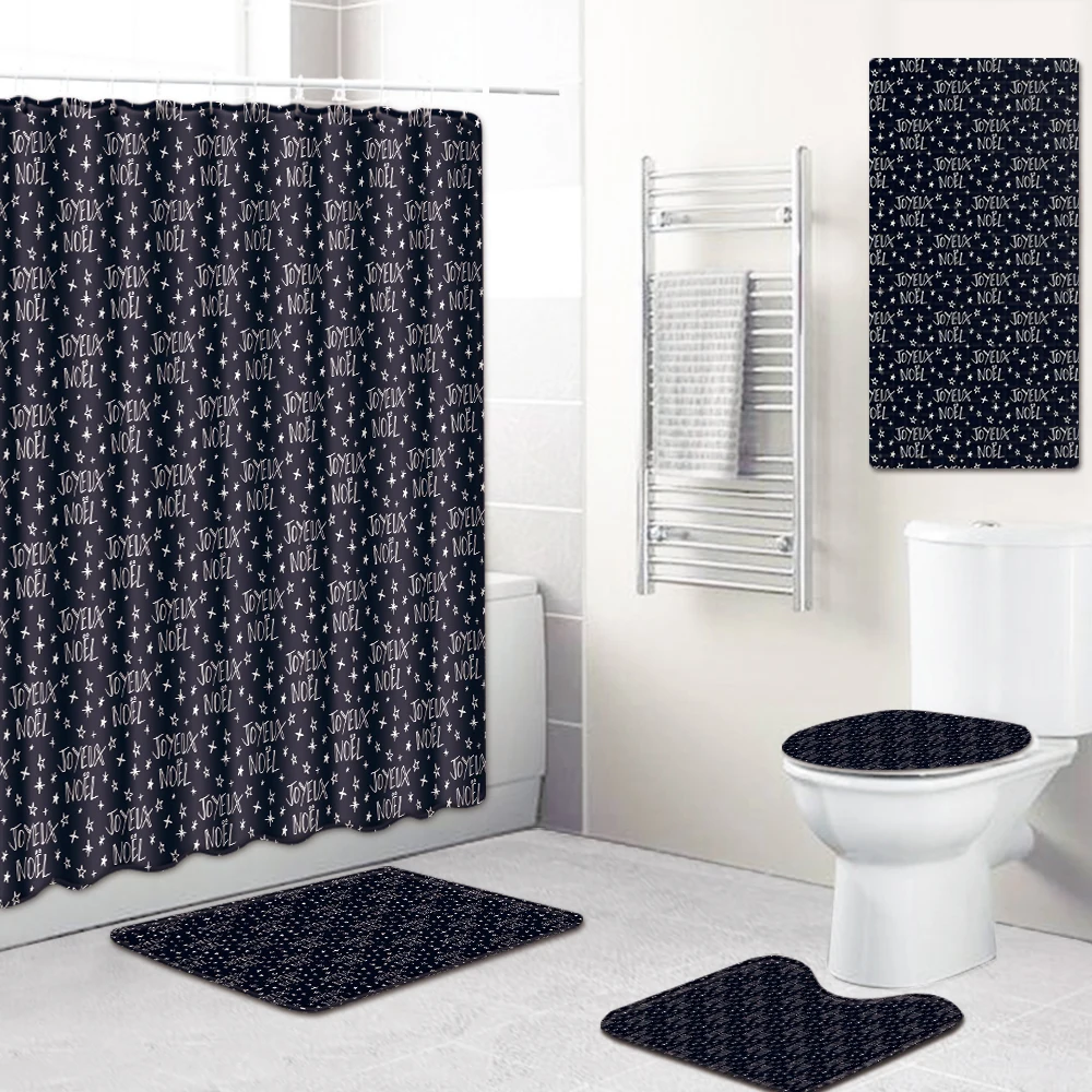 5 шт., декор для ванной комнаты, занавеска для ванной, нескользящий фланелевый ковер для туалета, коврик для ванной, набор душевых занавесок