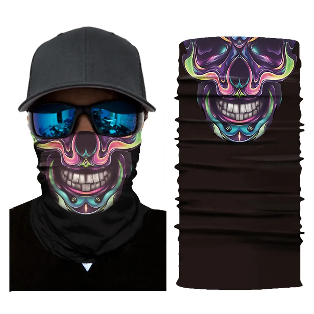 Motorcycle Face Mask Cycling Halloween Head Scarf Neck Warmer Skull Ski Balaclava Headband Scary Face Shield Mask Outdoor#3 - Цвет: E