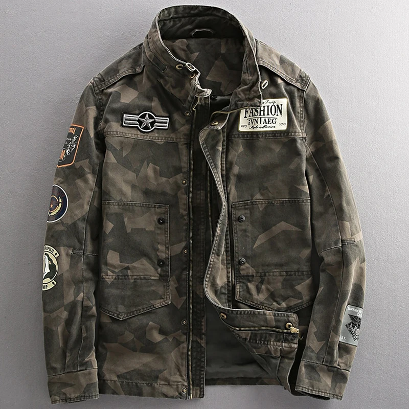 

XXXXL Military Jacket Mens Spring Safari Style Streetwear Pilot Man's Jackets Camouflage Outerwear Spring Summer Overcoats A542