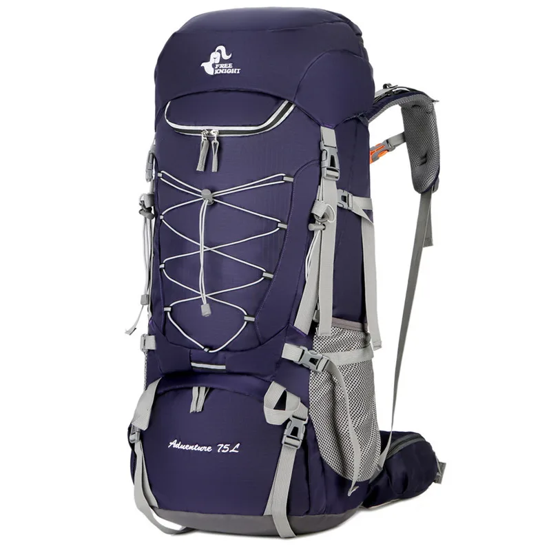 75L рюкзак для кемпинга, походный рюкзак для альпинизма, треккинга, спортивный нейлоновый водонепроницаемый рюкзак из алюминиевого сплава с внешней рамой, рюкзак для путешествий - Цвет: Пурпурный цвет