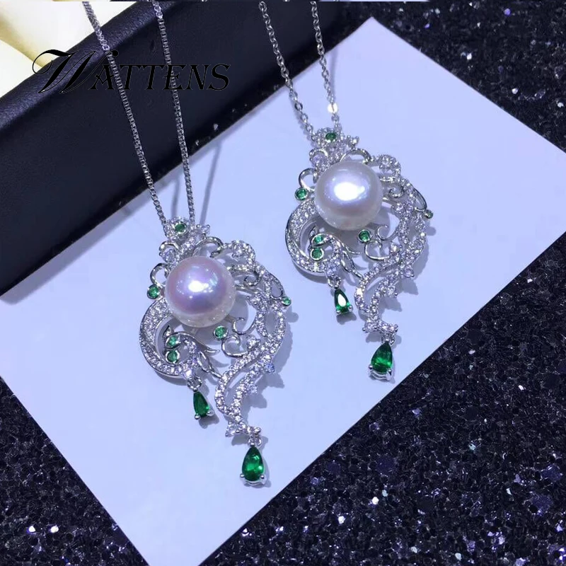 

925 sterling silver Phoenix pendant natural freshwater big 10-11MM pearl necklace for women romantic zircon wedding party gift