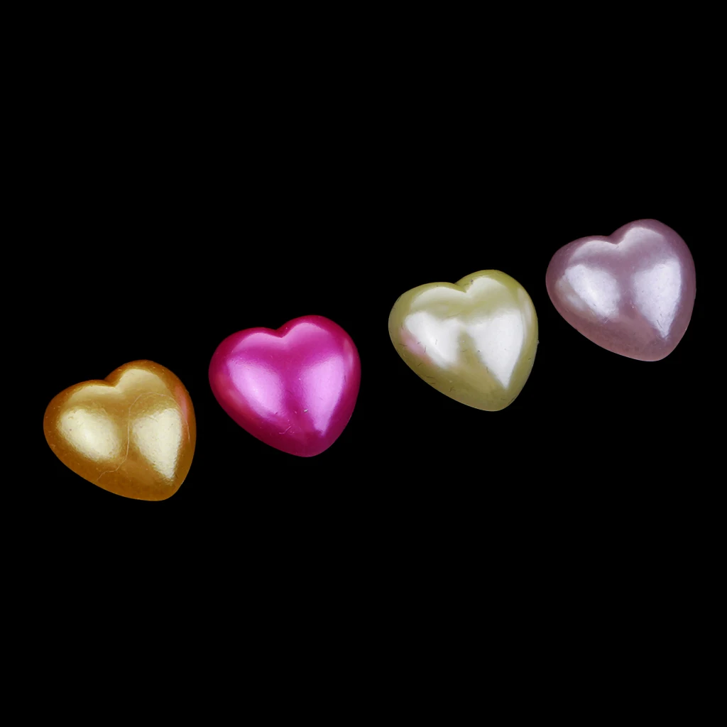 100 Pieces Decorative Bead Flatback Button Heart Shape Embellishments Christmas Ornaments Wedding Adornments