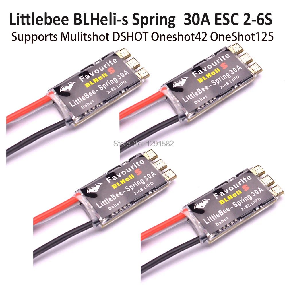 

FVT LITTLEBEE BLHeli-s SPRING 30A ESC 2-6S Supports Mulitshot DSHOT Oneshot42 OneShot125 Multicopter For Nova 235 Drone
