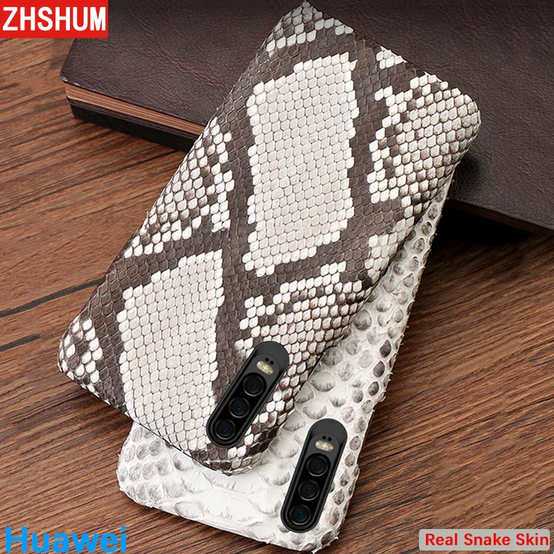 

Handmade Genuine Snake Leather Case For Huawei P30 Pro P20 Lite P10 Python Skin Case Cover for Honor View 10 9 Note Mate 20 P 30