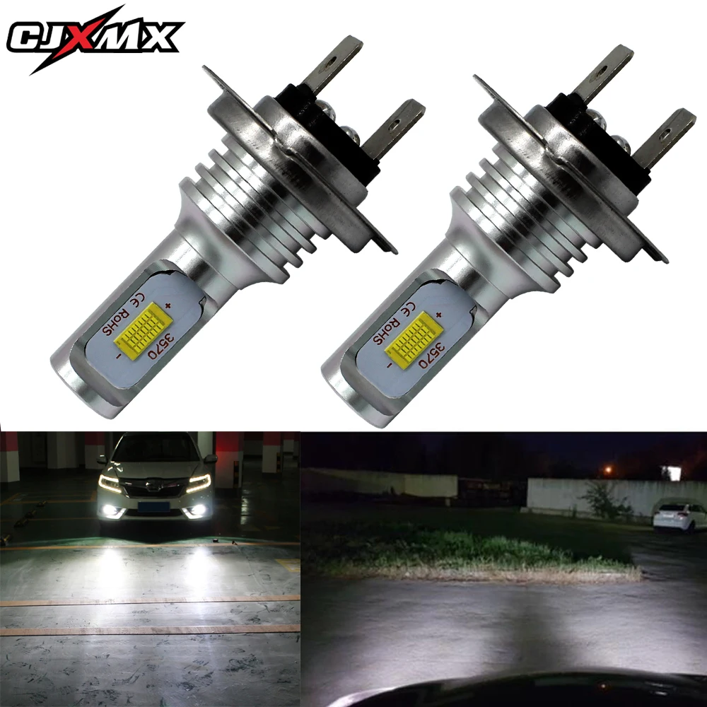 

CJXMX 2Pcs H7 LED Lights 1600LM High Power 3570 CSP Chips Super Bright Car Fog Light Bulb 12V 24V 6500K White Auto Led Fog Lamp