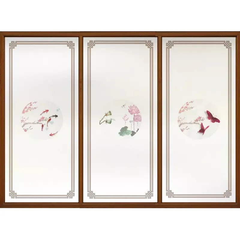 Stained Fish Pane Privacy Window Film Static Glass Sticker Decorative Film kitchen living room door Custom Size Home Decor Decal