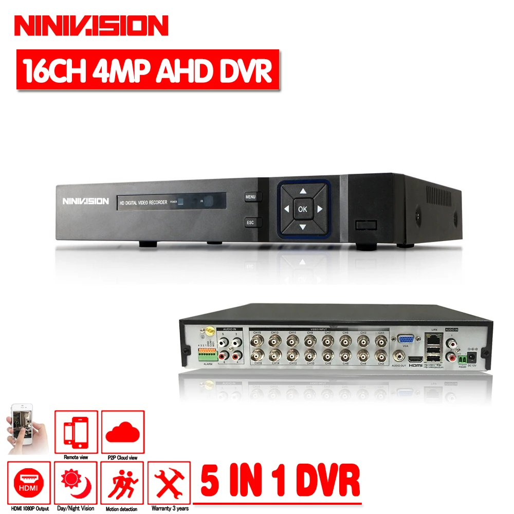 

16 Channel AHD DVR 4MP 16CH AHD/CVI/TVI DVR 4M CCTV Video Recorder Hybrid DVR NVR HVR 5 In 1 DVR for surveillance System