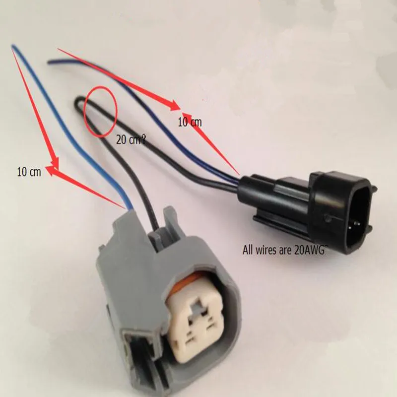 10sets/lot 2 Pin/Way Male And Female EV6 Fuel Injector Connector Plug