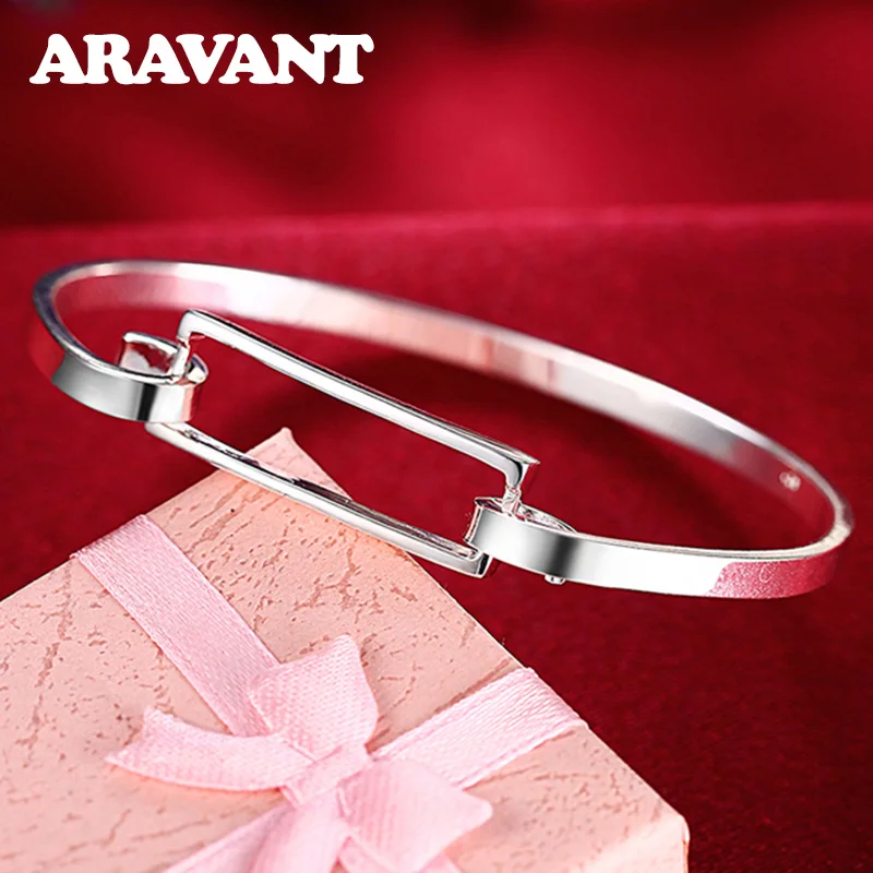 

Women'S Fashion Simple Buckle Bangles Bracelets Luxury Ladies Silver Jewelry