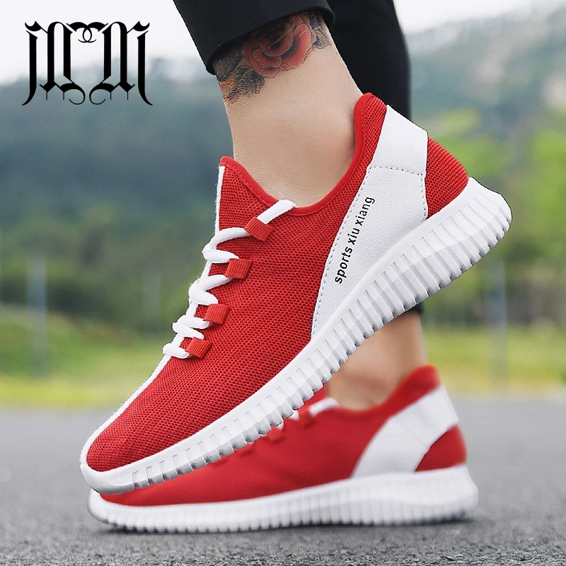 

MumuEli 2019 New White Red Black Casual Shoes Men Breathable Fashion Luxury High Quality Designer Adult Flat Male Sneakers 010