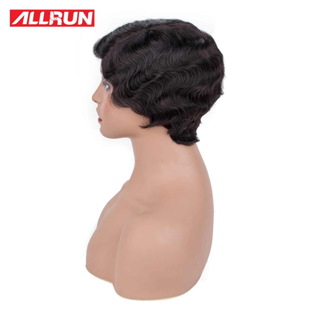 Короткие человеческие волосы парики с челкой Малайзия волны океана человеческие волосы парики кружева не Реми волосы короткие парики Полный машинный натуральный