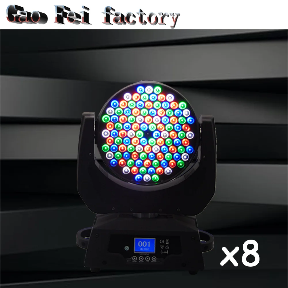 

8pcs/lot 108x3W RGBW Led Moving Head Light LCD Screen DMX 16Chs Led Moving Head Wash Light 90V-240V Led Stage