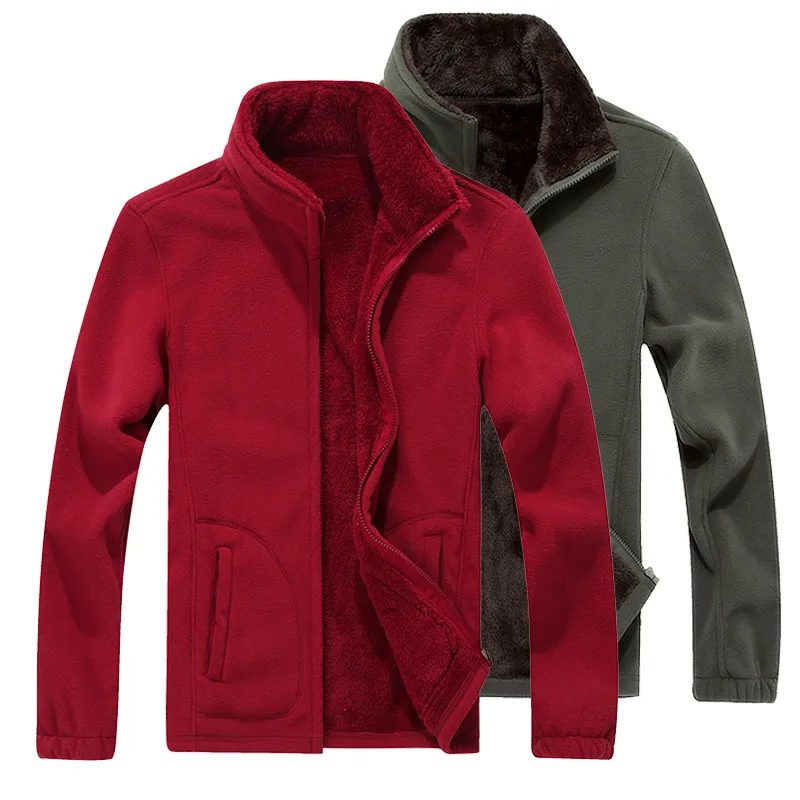 Осенняя и зимняя новая мужская куртка-кардиган, толстая флисовая куртка, толстое шерстяное пальто из плотного флиса, одноцветная Мужская куртка большого размера 7XL