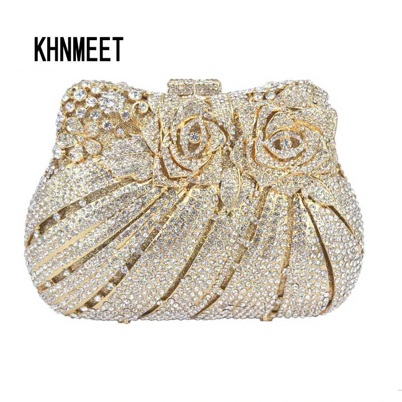 Women's Diamante Crystal Ring Shiny Clutch Bag/ Wedding Party Evening Handbag