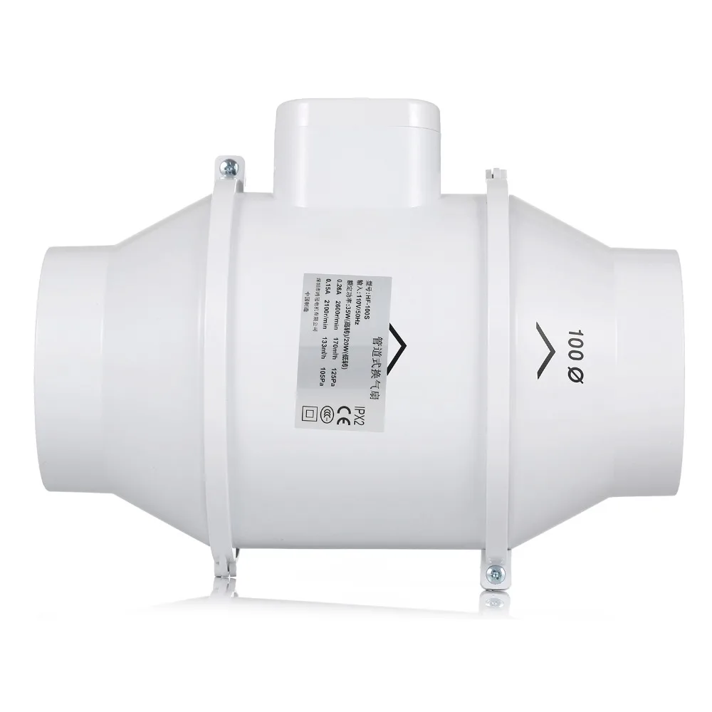 4''High Efficiency Home Inline Duct Fan Set with 2Clamps& Air Vent & Pipe Hose Ventilation Extractor Fan for Kitchen Bathroom 4''High Efficiency Home Inline Duct Fan Set with 2Clamps& Air Vent & Pipe Hose Ventilation Extractor Fan for Kitchen Bathroom