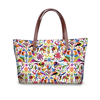 

ELVISWORDS Luxury Handbags Women Bags Designer Clutch Retro Dog Otomi Print Shopper Shoulder Bags With Zipper Purse Card Holder