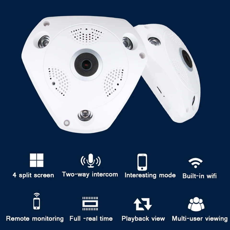 OUERTECH Full View WIFI 360 камера двухсторонняя аудио панорамная 1080P инфракрасное ночное