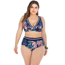 Set bikini 2019 high waist bikini set plus size swimwear woman swimsuit women swimwear 2 piece brazilian swimsuit Tankini set plus size high waist printed bikini set