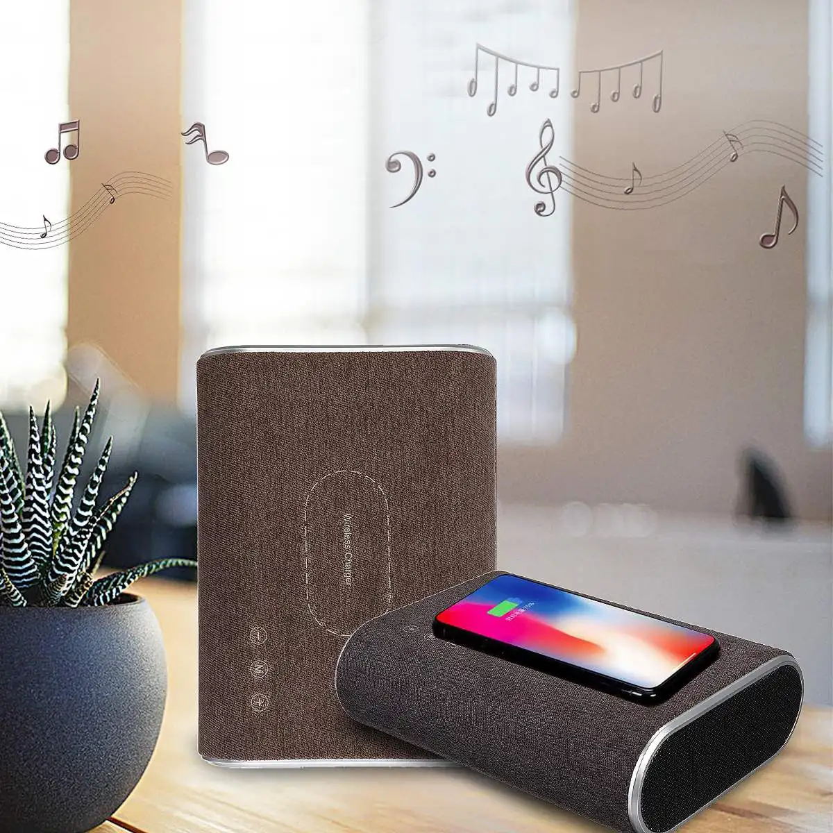 

1Pcs wireless bluetooth speaker qi wireless charger Audio Mp3 music Player AUX USB portable bluetooth speaker Phone Charger