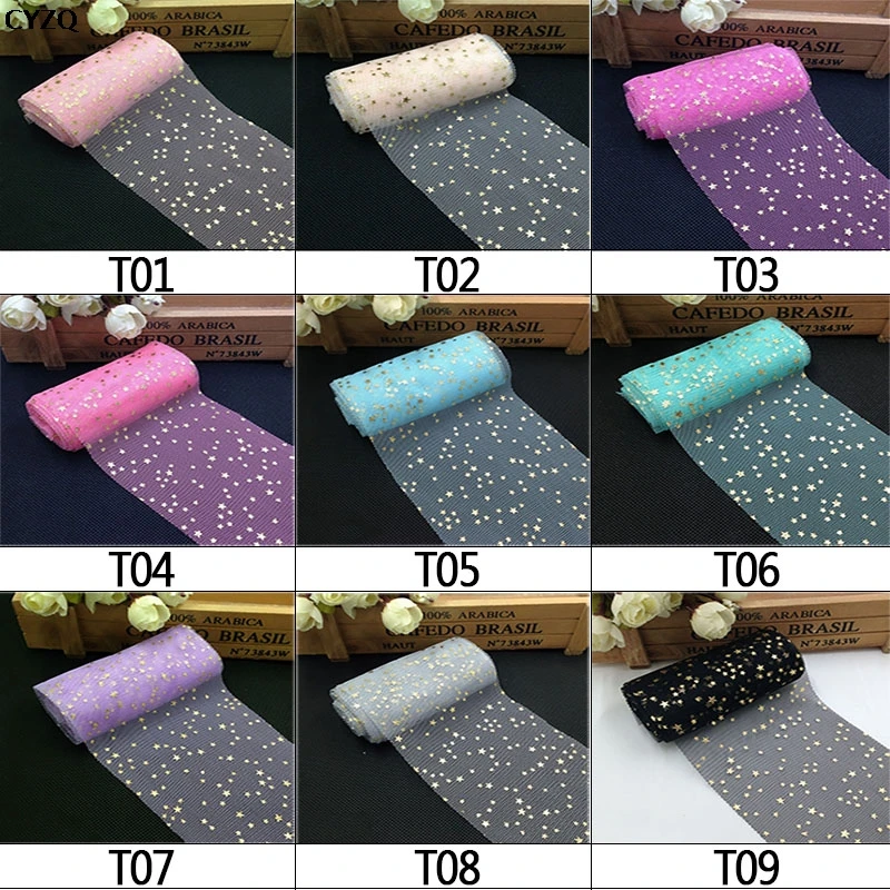 8cm*5m Soft Sequins Star Tulle Rolls Wedding Decoration Mariage Fabric Glitter Tulle DIY Craft Birthday Party Supplies