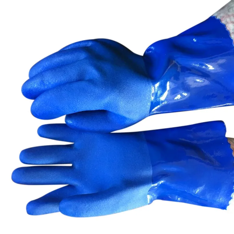 

Industrial work gloves All-impregnated oil-resistant acid and alkali Anti-slip gloves to kill fish rubber Blue matte