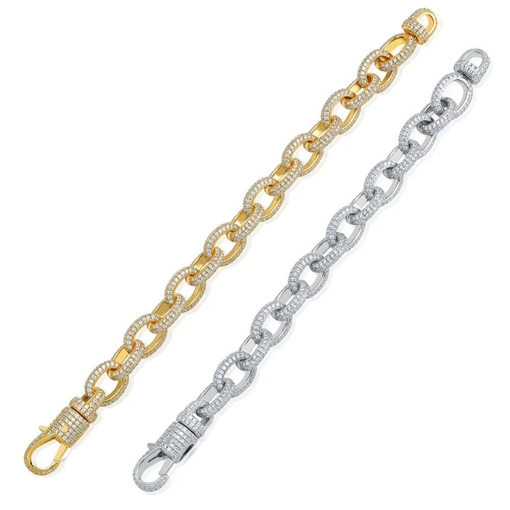 Chain link Mens Pulseira Iced Out AAA