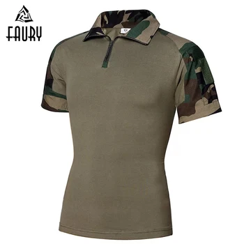 

2018 New Summer Military Uniform Mens Tactical T Shirt Army Military Camouflage Cotton Top Tactical Clothing
