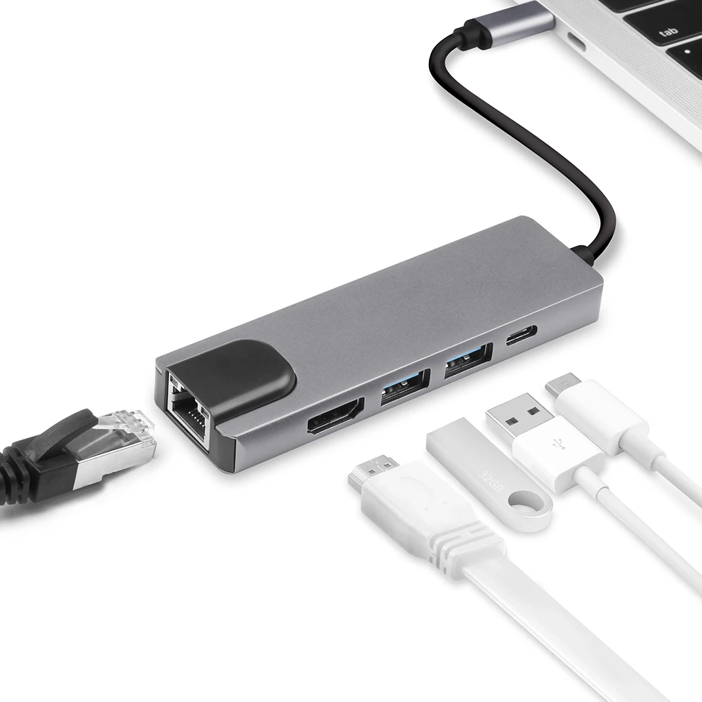 USB C концентратор HDMI к Gigabit Ethernet Rj45 Lan адаптер для Macbook Pro 13 15 16 Air 13,3 Thunderbolt 3 USB-C порт зарядного устройства