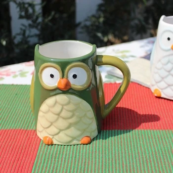 

Free shipping ceramic embossed hand drawning owl mug creative cute cartoon underglaze coffee cup