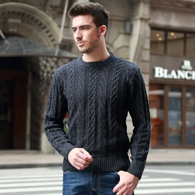 2016 autumn new men's fashion thick needle sweater sweater retro twist ...