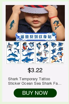Временная татуировка с акулой, наклейка с морской акулой, поддельные татуировки для тела, водостойкие наклейки, вечерние наклейки с акулой для детей