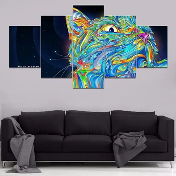 

Canvas Paintings Home Decor Framework HD Prints Posters 5 Pieces Abstract Colorful Animal Cat Pictures Living Room Wall Art
