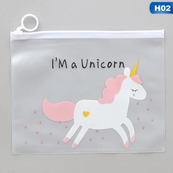 

1Pcs Hot Sale Cute Unicorn Transparent PVC Document Holder Plastic Buckle Filling File Folder Document Storage Bag