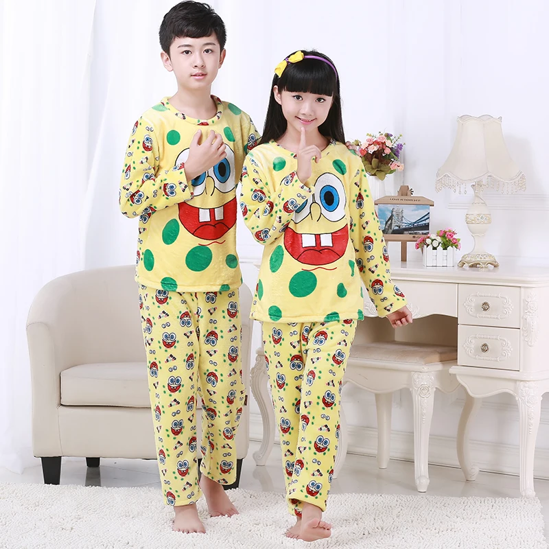 

New Children's long sleeved pajamas set Girls spring autumn soft sleepwear big kids cartoon cute home clothes suit 5-13T