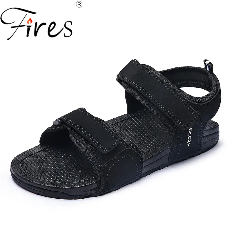 

Fires Man's Summer Sandals Black Outdoor Casual Shoes Soft non-slip Soles Flat Shoes Zapatos planos de Hombres Men Cool Loafers