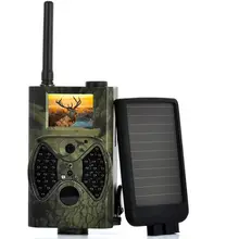 Солнечные 12MP PIR датчик GSM MMS Камера охоты HC300M с солнечной панелью олень Trail фотоаппарат ловушки