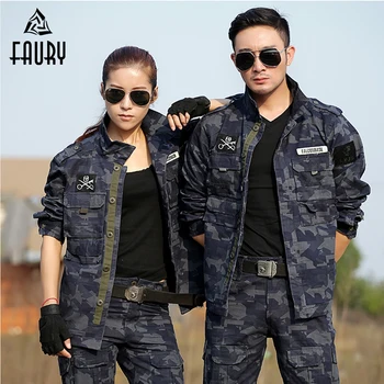 

Camouflage Uniform Outdoor Sport Army Hunting Clothing Military Cotton Combat Uniforms Tactical Jacket +Cargo Pants CS Clothes