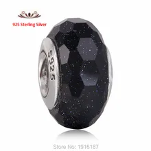 Midnight Blue Faceted Murano Glass Charm Beads Fits Pandora Bracelets Authentic 925 Sterling Silver Faceted Glass Bead Jewelry